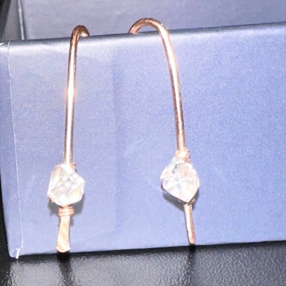 Upside Down V Earrings with Crystal Drops - EUC - Picture 1 of 2